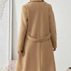 Long Belted Wide Collar Coat