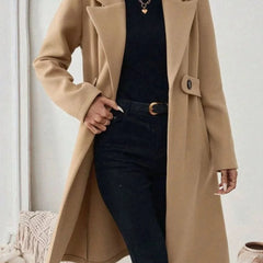 Long Belted Wide Collar Coat