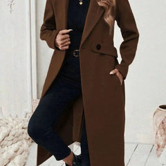Long Belted Wide Collar Coat