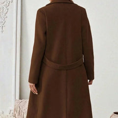 Long Belted Wide Collar Coat