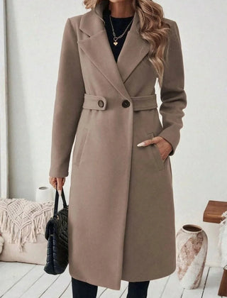 Long Belted Wide Collar Coat – Taupe