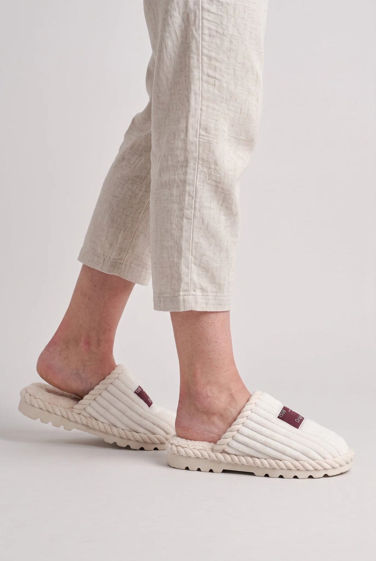Corduroy Faux Fur Slippers