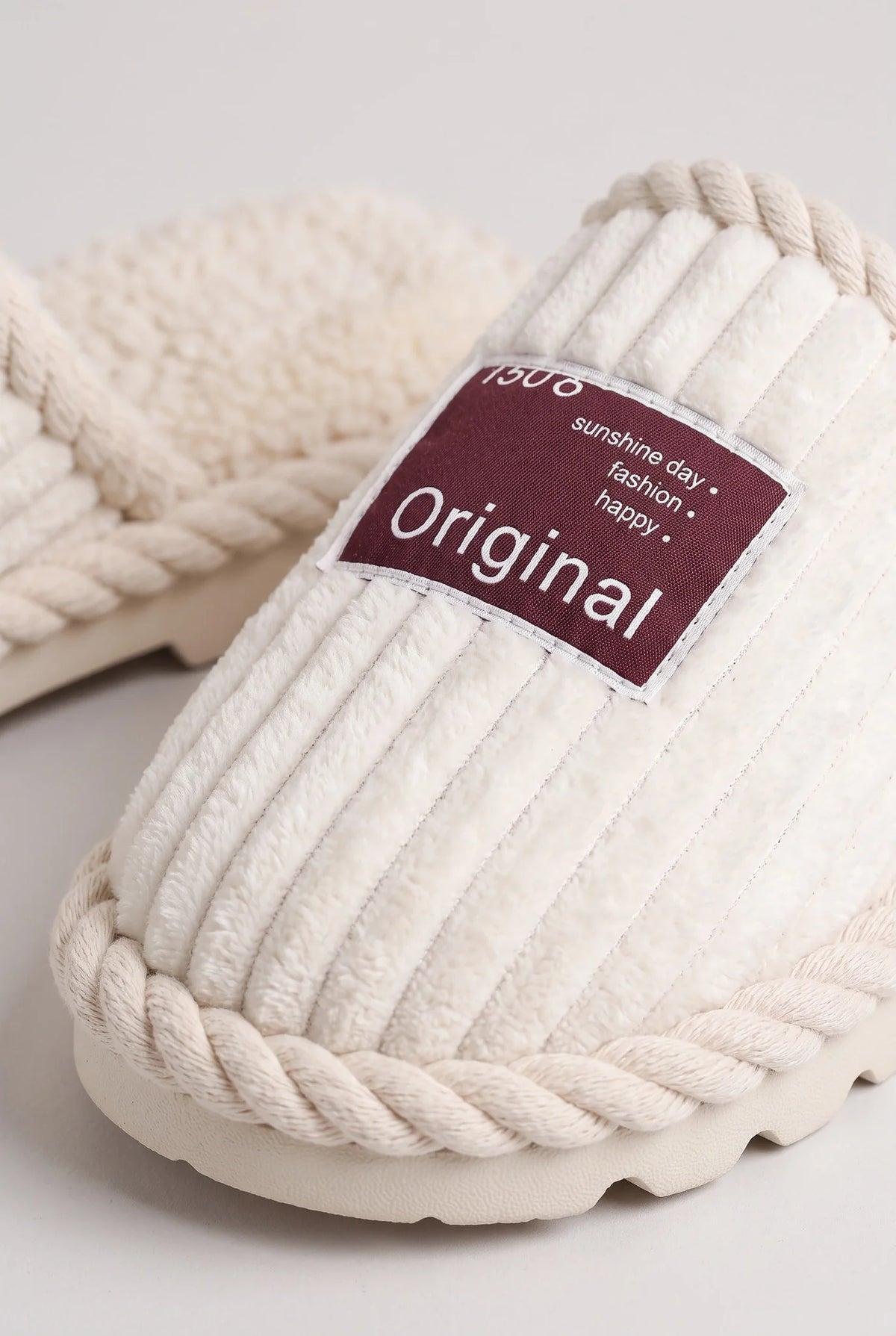 Corduroy Faux Fur Slippers
