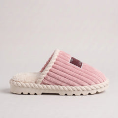 Corduroy Faux Fur Slippers – Pink