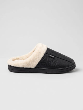 Faux Fur Mule Slippers – Black