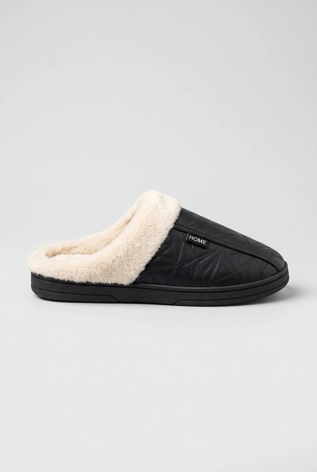Faux Fur Mule Slippers – Black