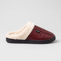 Faux Fur Mule Slippers – Burgundy
