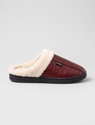 Faux Fur Mule Slippers – Burgundy
