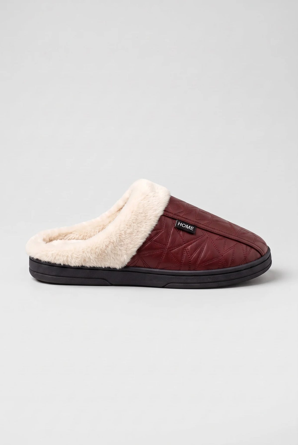 Faux Fur Mule Slippers – Burgundy
