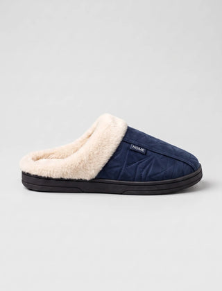 Faux Fur Mule Slippers – Navy