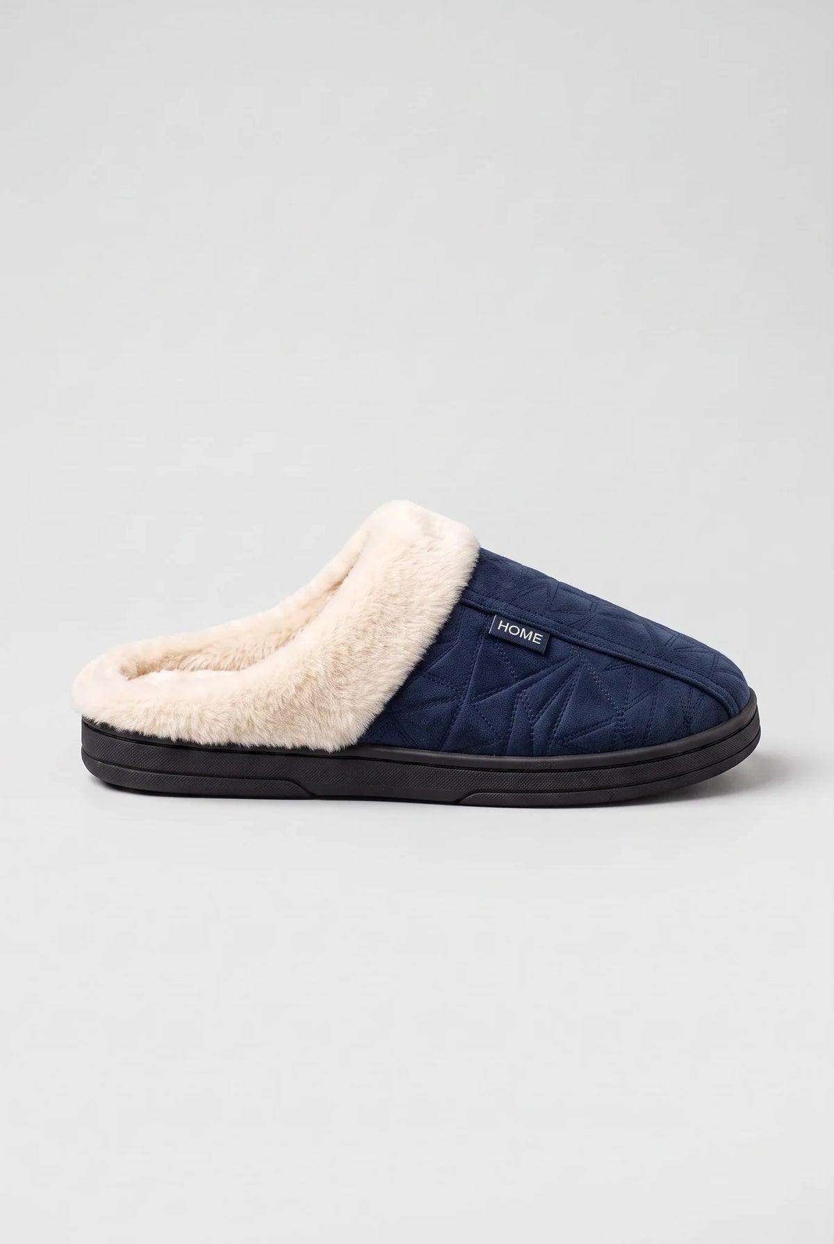 Faux Fur Mule Slippers – Navy