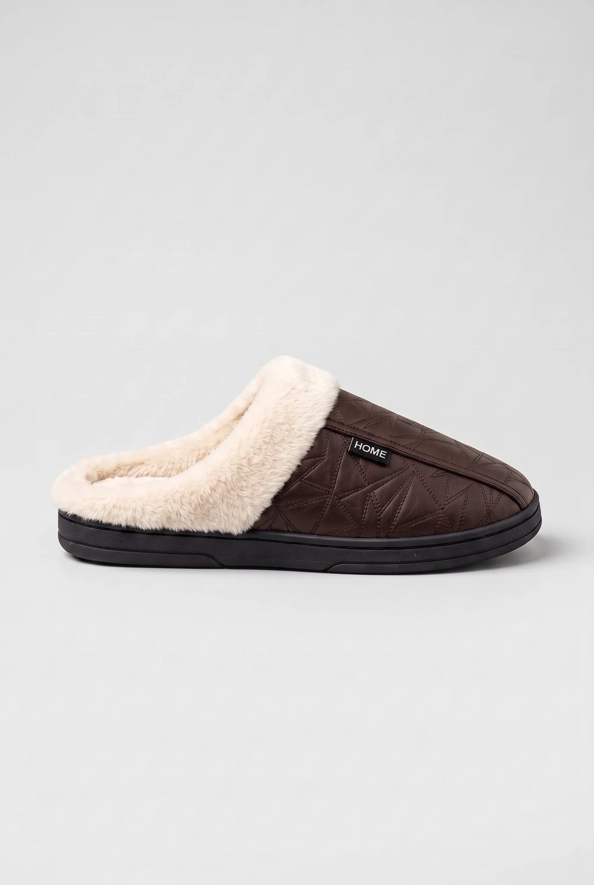 Faux Fur Mule Slippers – Brown