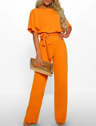 Wide-Leg Belted Jumpsuit – Yellow