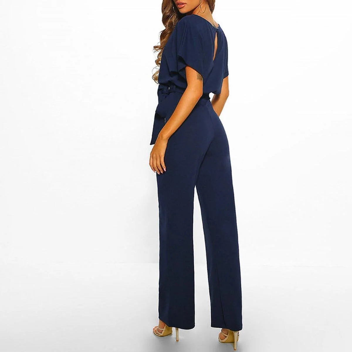 Wide-Leg Belted Jumpsuit