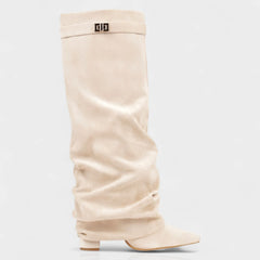 Slouchy Foldover Knee High Boots