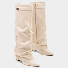 Slouchy Foldover Knee High Boots
