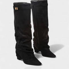 Slouchy Foldover Knee High Boots
