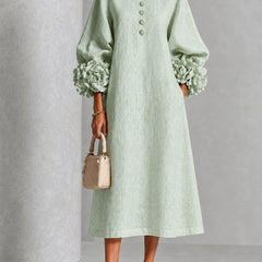 Rosette Cuff Midi Dress – Sage Mist