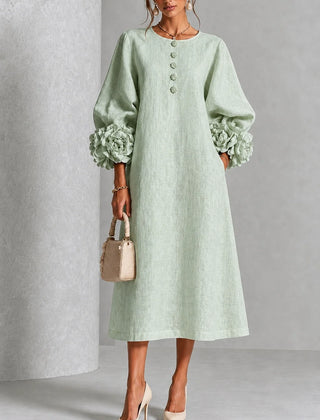 Rosette Cuff Midi Dress – Sage Mist