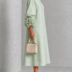 Rosette Cuff Midi Dress