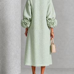 Rosette Cuff Midi Dress