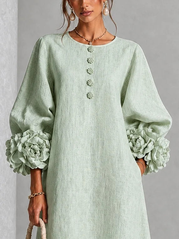 Rosette Cuff Midi Dress