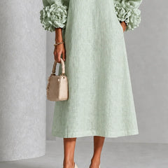 Rosette Cuff Midi Dress