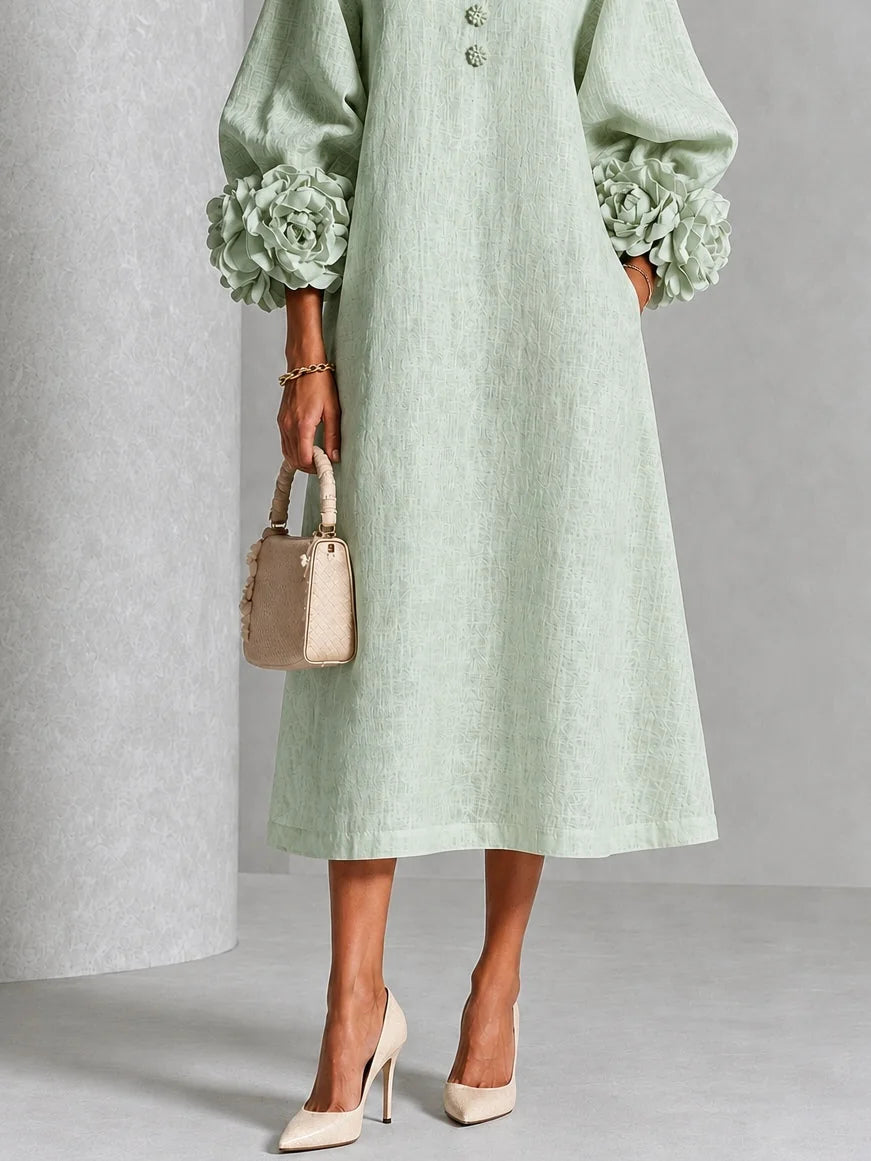 Rosette Cuff Midi Dress