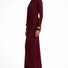 Draped High Neck Maxi Dress