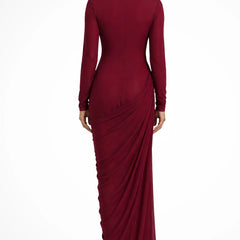 Draped High Neck Maxi Dress