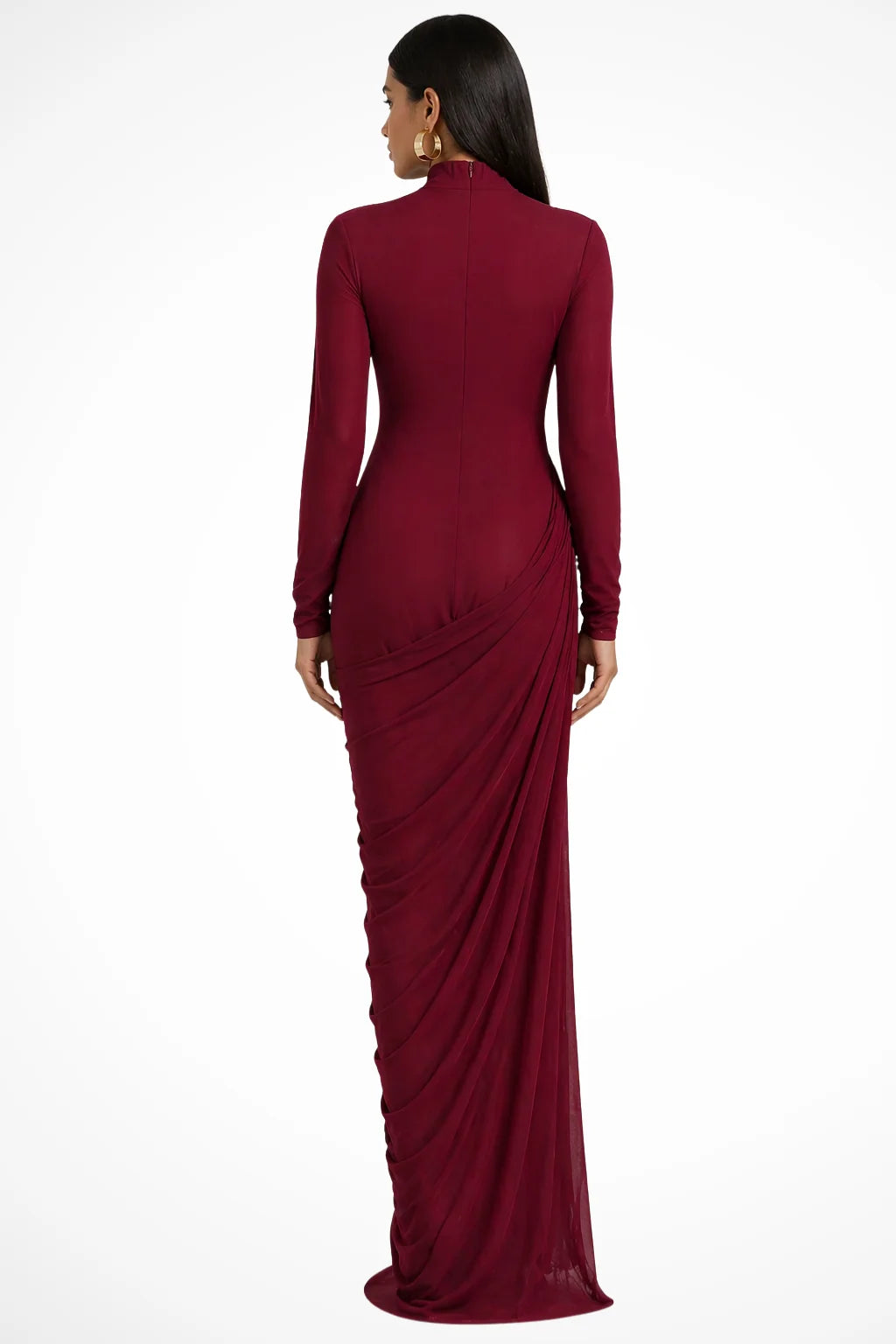 Draped High Neck Maxi Dress