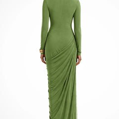 Draped High Neck Maxi Dress