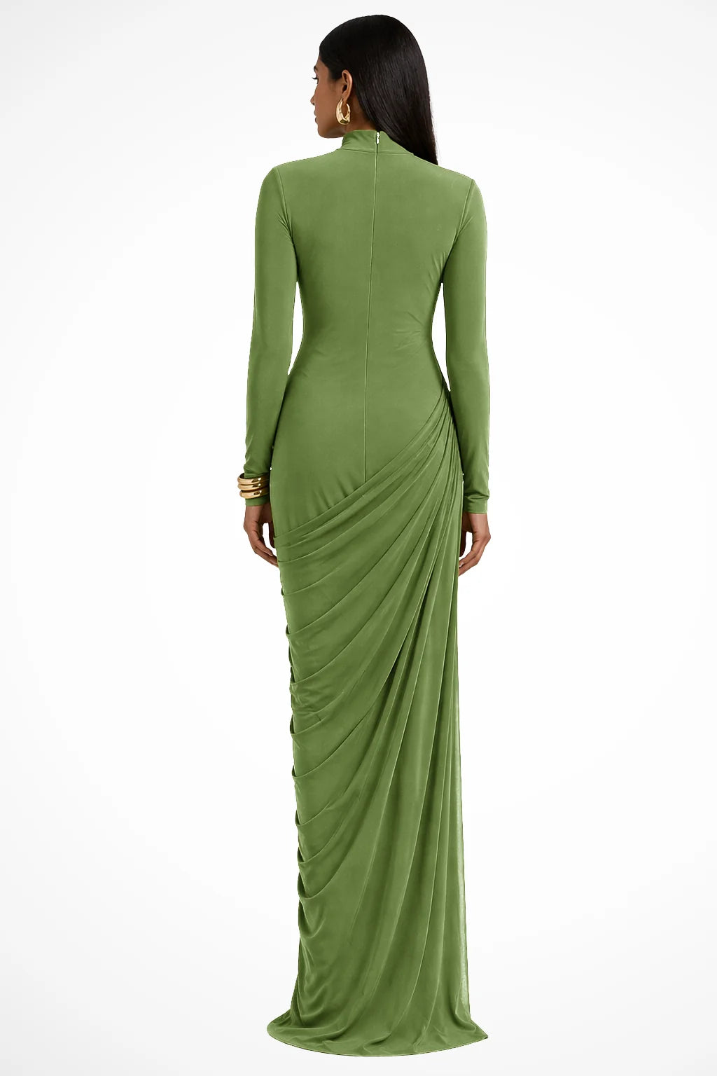 Draped High Neck Maxi Dress