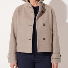 Cropped High Collar Jacket – Taupe