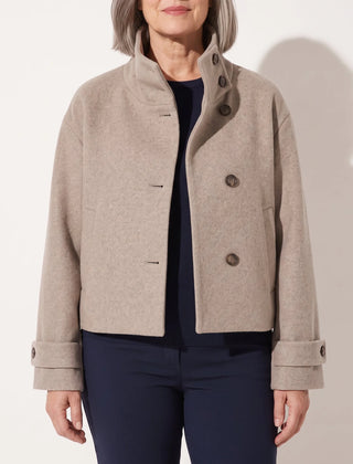Cropped High Collar Jacket – Taupe
