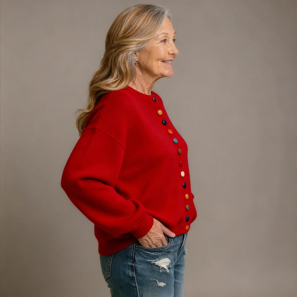 Draped Button Cardigan