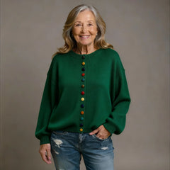Draped Button Cardigan – Green