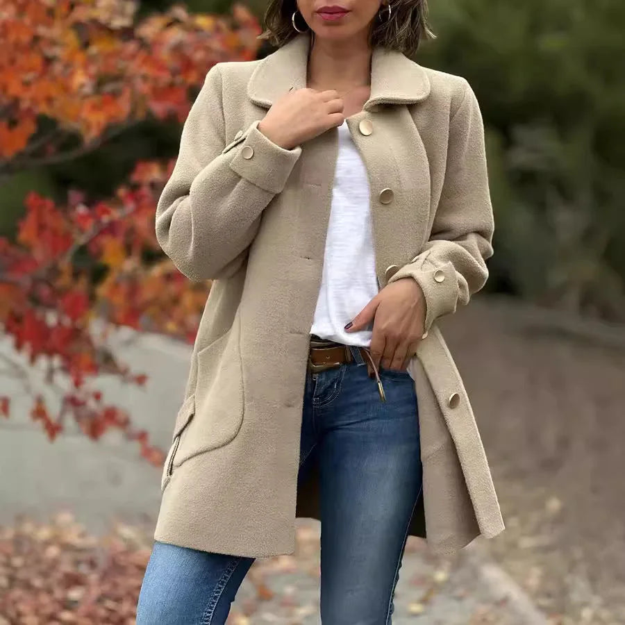 Cosy Button-Up Jacket – Beige