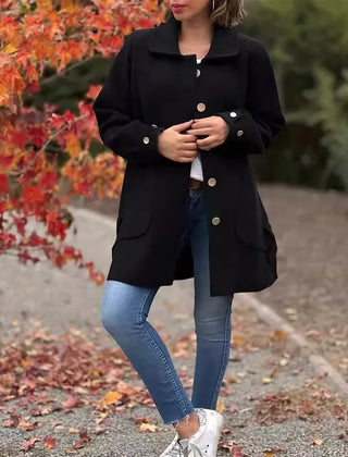 Cosy Button-Up Jacket – Black