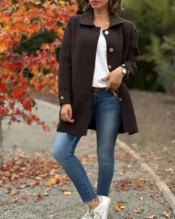 Cosy Button-Up Jacket – Brown