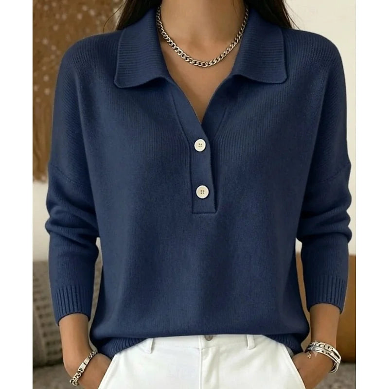 Collared Polo Jumper – Dark Blue