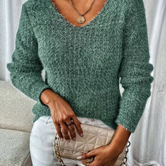Oversized V-Neck Jumper – Green