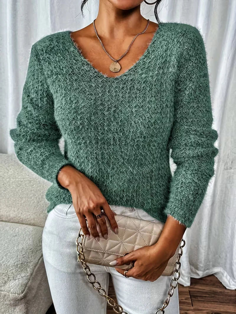 Oversized V-Neck Jumper – Green