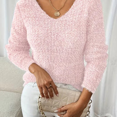 Oversized V-Neck Jumper – Pink