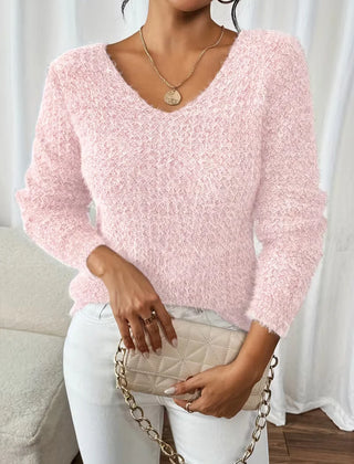 Oversized V-Neck Jumper – Pink