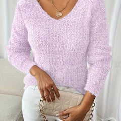 Oversized V-Neck Jumper – Lilac