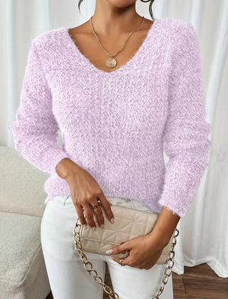 Oversized V-Neck Jumper – Lilac
