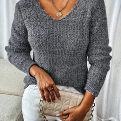 Oversized V-Neck Jumper – Dark Grey
