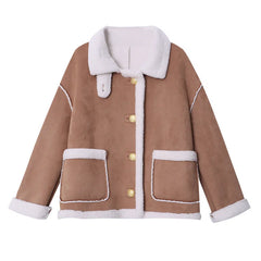 Faux Suede Borg Collar Jacket