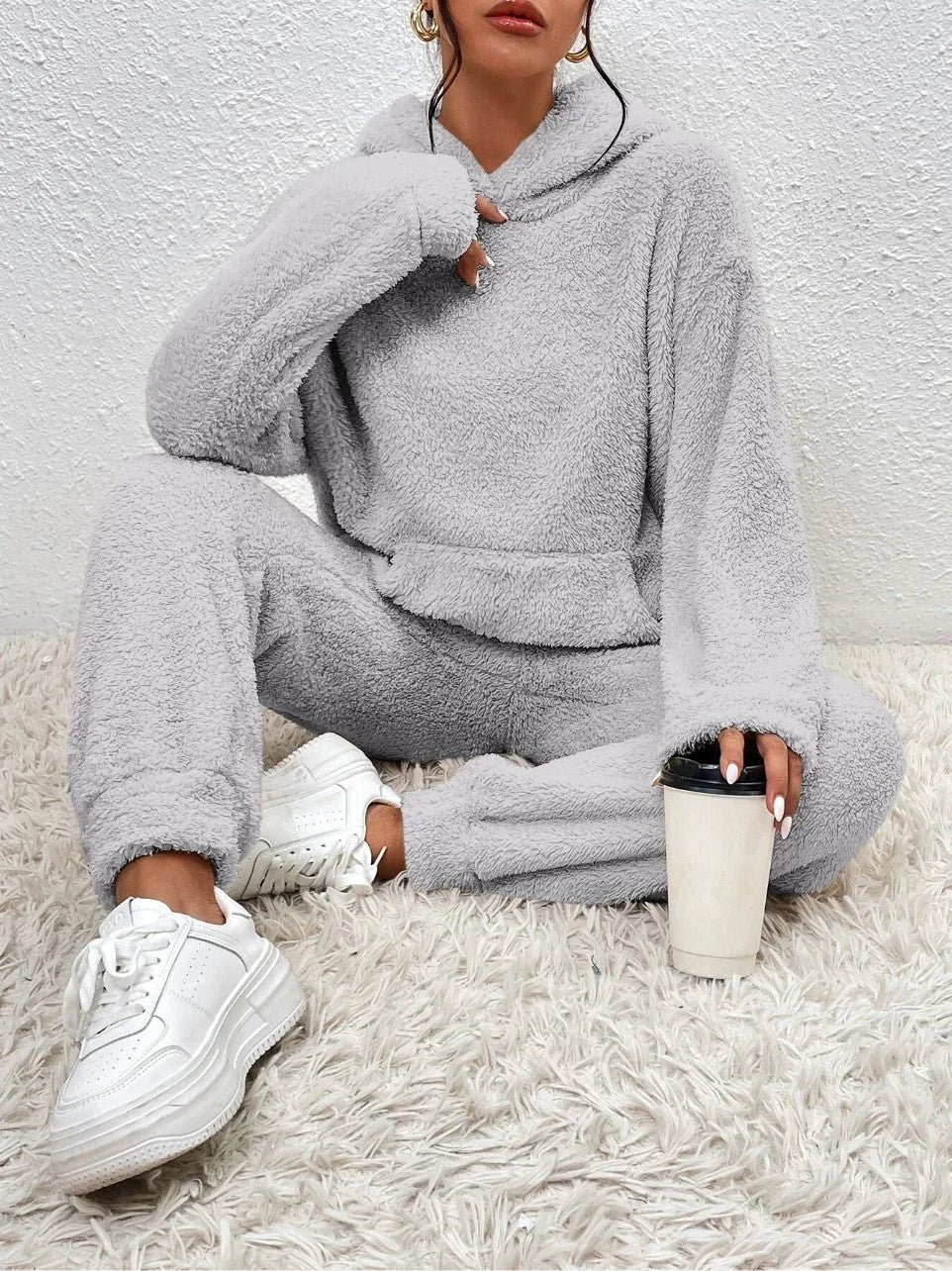 Fleece Hoodie and Jogger Set – Grey